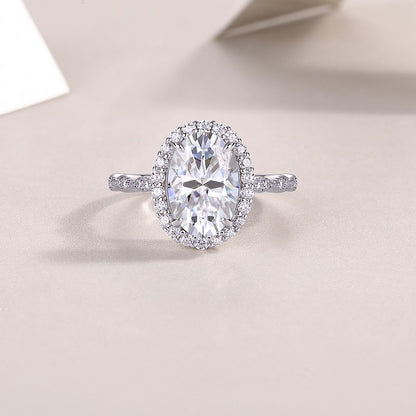 3.5CT Oval Cut Moissanite Halo Engagement Ring with Twisted Band
