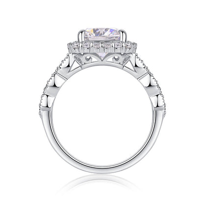 2.5CT Cushion Cut Moissanite Halo Engagement Ring | Twisted Band |