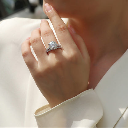 5 Carat Round Cut Moissanite Wedding Ring Set