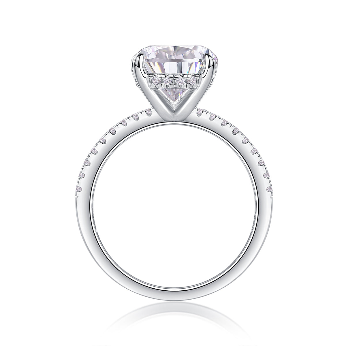 Pear Cut 4。5 Carat Moissanite Engagement Ring for Women – 38 Side Stones, Sterling Silver with 18K White Gold Plating, D Color VVS1 Clarity