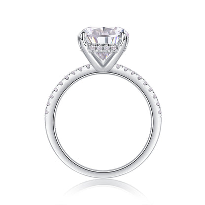 Pear Cut 4。5 Carat Moissanite Engagement Ring for Women – 38 Side Stones, Sterling Silver with 18K White Gold Plating, D Color VVS1 Clarity