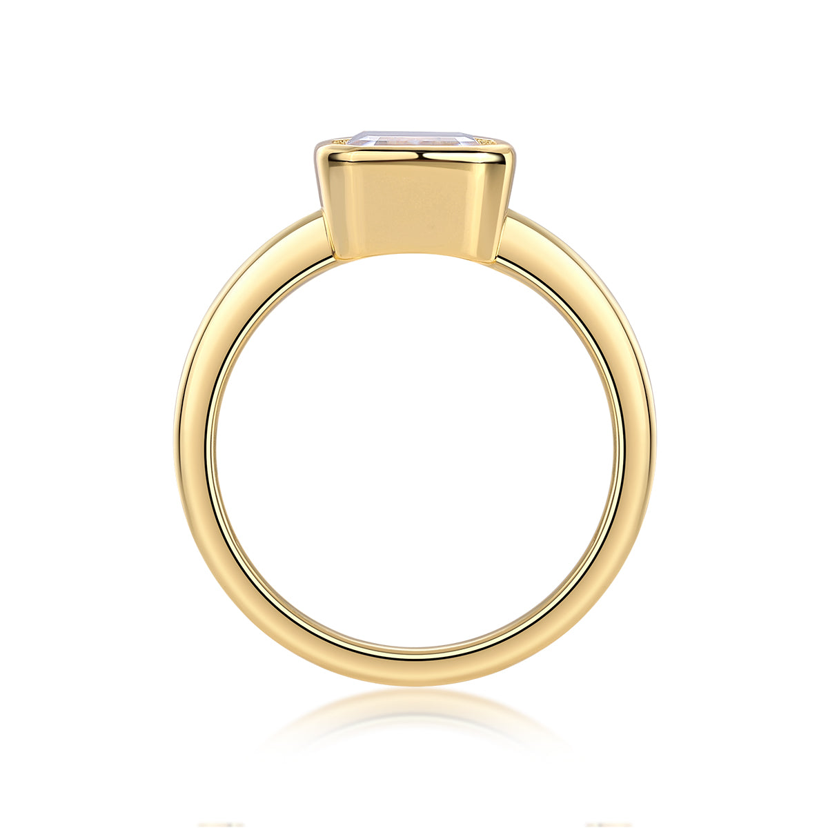 3 Carat Emerald Cut Moissanite Engagement Ring – Bezel Setting, Classic Solitaire Design,