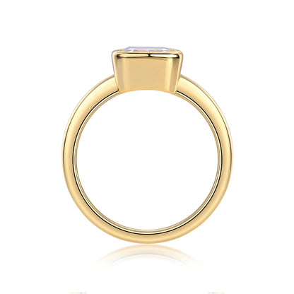 3 Carat Emerald Cut Moissanite Engagement Ring – Bezel Setting, Classic Solitaire Design,