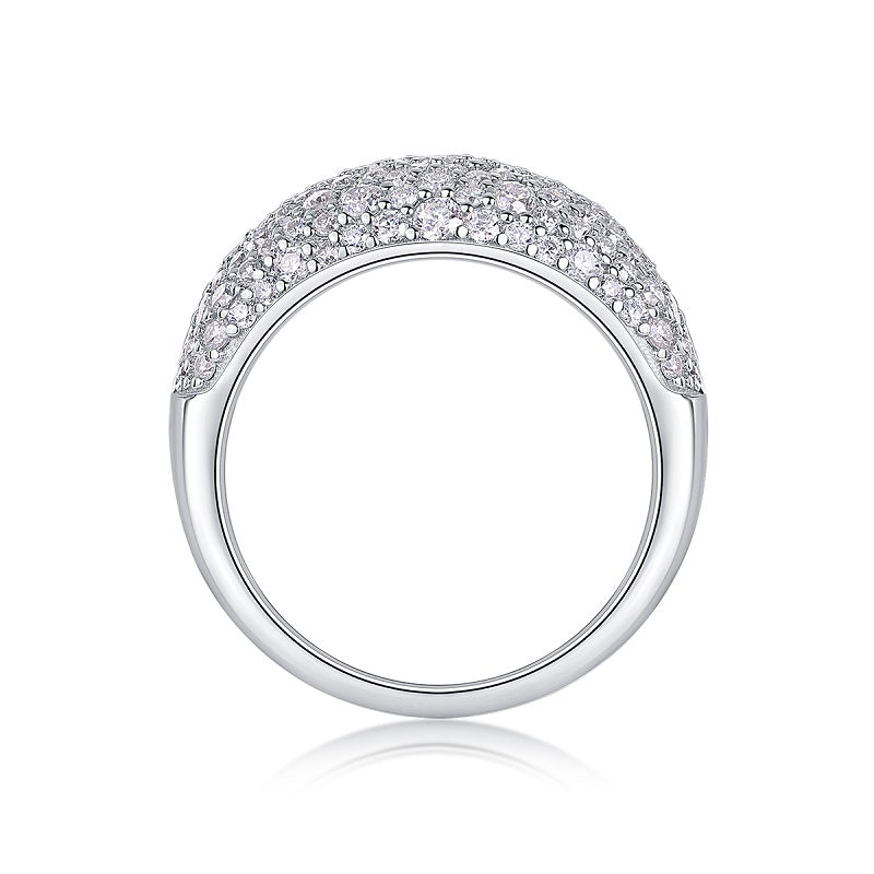 Pavé Moissanite Dome Ring | 133 Stones | 18K White Gold Plated