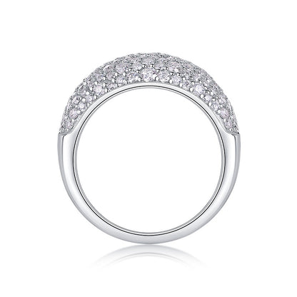 Pavé Moissanite Dome Ring | 133 Stones | 18K White Gold Plated