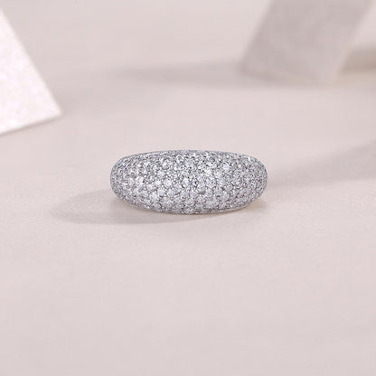 Pavé Moissanite Dome Ring | 133 Stones | 18K White Gold Plated