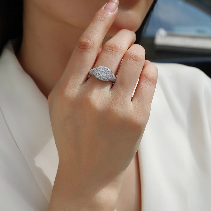 Pavé Moissanite Cluster Ring, 2mm, 1.5mm & 1.2mm Moissanite Stones,