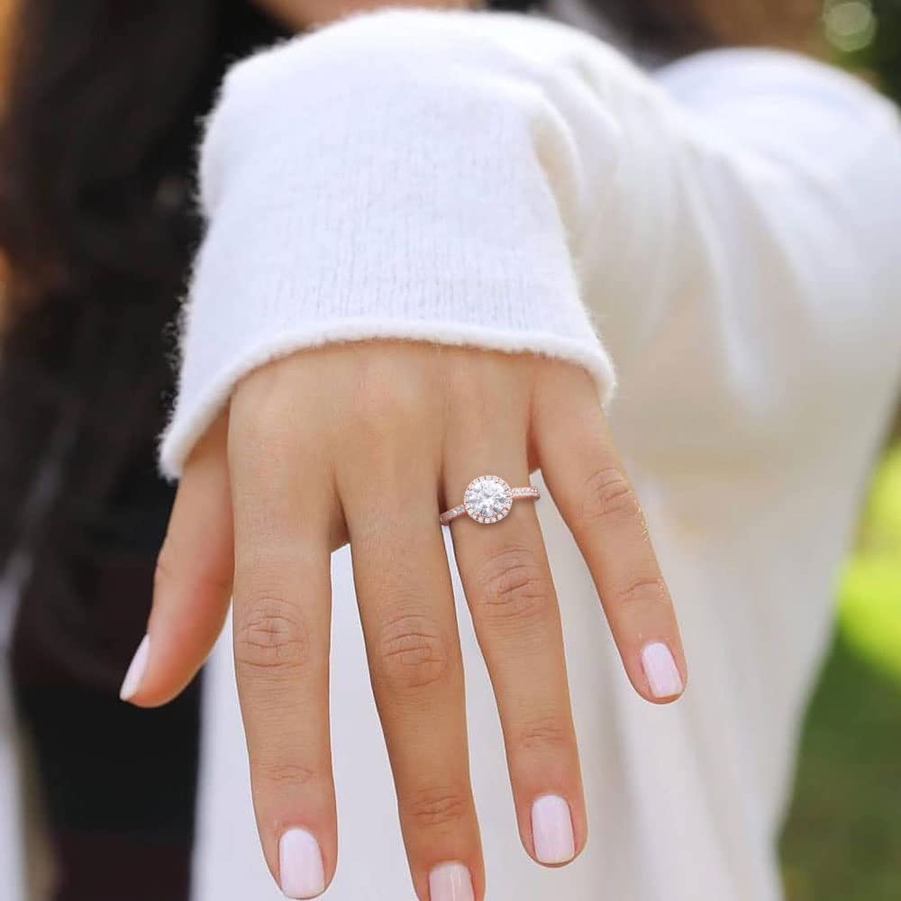 round halo gemstone rings; stunning rings for women; Eamti, cubic zirconia ring, stackable ring, affordable jewelry for woman, cheap ring under $50, sterling silver wedding ring