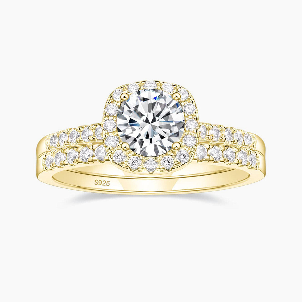 gold plated ring, cz engagement ring set, cz bridal ring sets, fake bridal set rings, bridal set wedding ring, sterling silver bridal ring sets