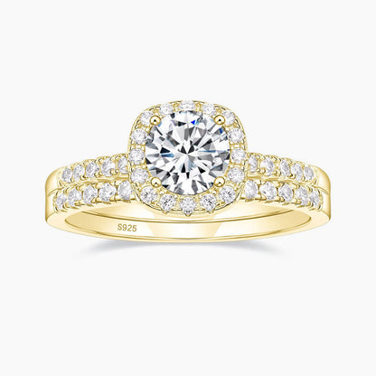 gold plated ring, cz engagement ring set, cz bridal ring sets, fake bridal set rings, bridal set wedding ring, sterling silver bridal ring sets