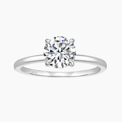 solitaire ring, silver cubic zirconia ring, cubic zirconia engagement ring, cubic zirconia wedding rings, 2ct wedding ring, cheap wedding ring under $50, silver round ring, round cut ring