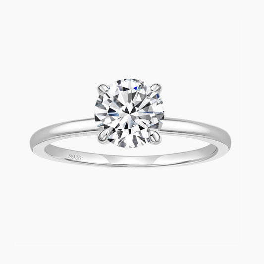 solitaire ring, silver cubic zirconia ring, cubic zirconia engagement ring, cubic zirconia wedding rings, 2ct wedding ring, cheap wedding ring under $50, silver round ring, round cut ring