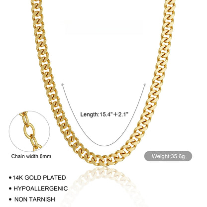 Gold Necklace for Women, 14K Gold Plated Chunky Chain Necklace