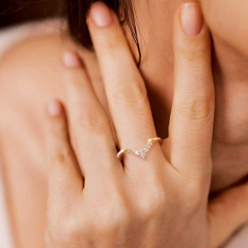v shape ring, stacking rings, stackable rings for women, minimalist rings, cubic zirconia rings for women, S925 V shape ring