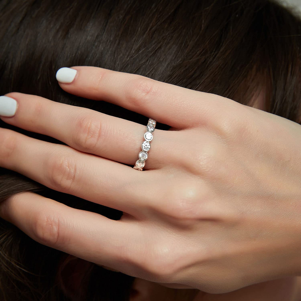 wedding band for women, s925 eternity rings, round cut eternity ring, sterling silver wedding band, round cut, s925 wedding band